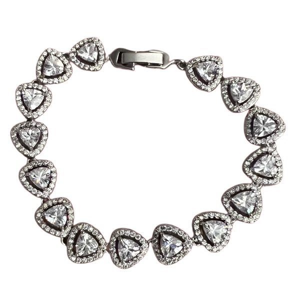 Silvertone Trillion Crystal Bracelet - Picture 1 of 5